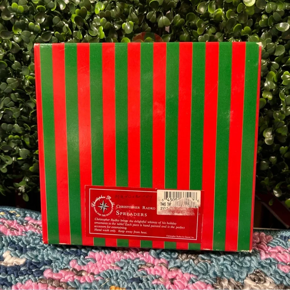 Christopher Radko Red and Green Striped Ornament Box